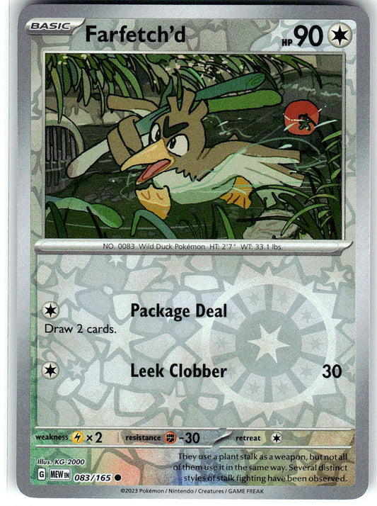 Farfetch'd 083/165 Common 151 Pokemon Reverse Holo Near Mint
