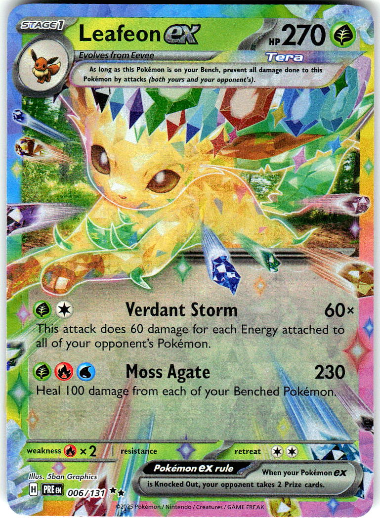 Leafeon ex 006/131 Holo Double Rare Prismatic Evolutions Pokemon Lightly Played