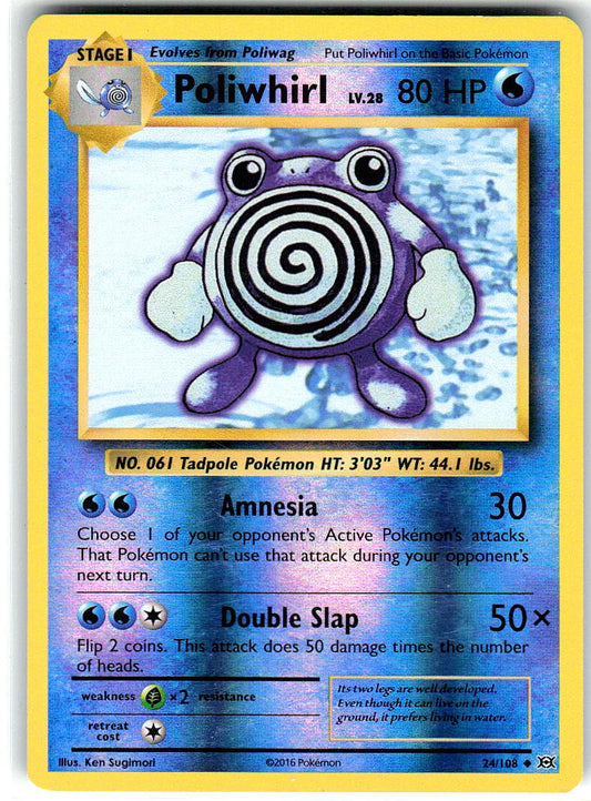 Poliwhirl 24/108 Uncommon Evolutions Pokemon Reverse Holo Moderately Played
