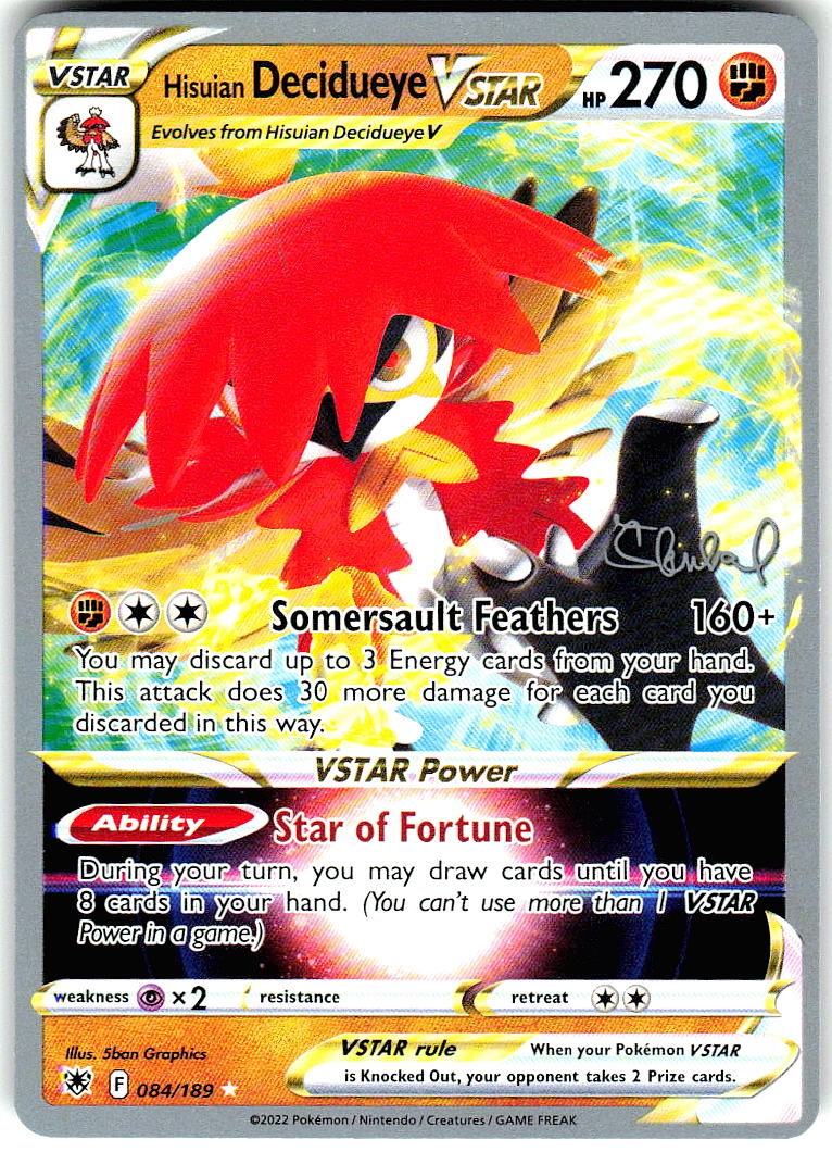 Hisuian Decidueye VSTAR 084/189 Holo Ultra Rare Astral Radiance Pokemon LP