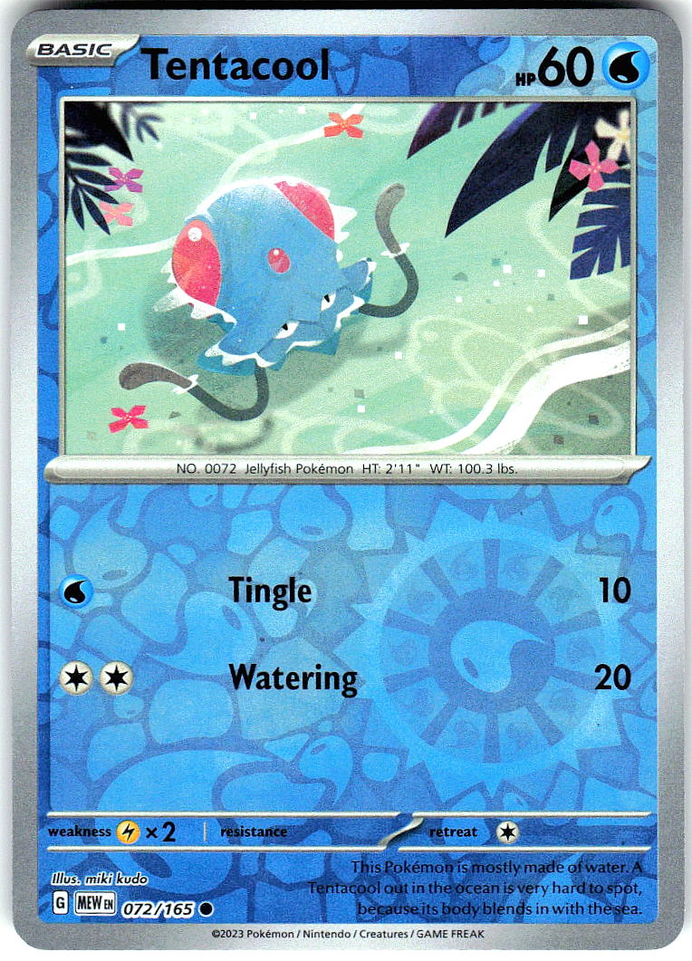 Tentacool 072/165 Common 151 Pokemon Reverse Holo Near Mint