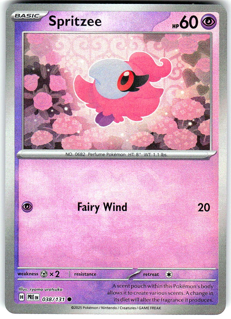 Spritzee (Master Ball Pattern) 038/131 Prismatic Evolutions Pokemon Holo NM