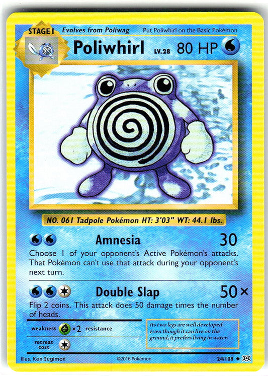 Poliwhirl 24/108 Uncommon Evolutions Pokemon Near Mint