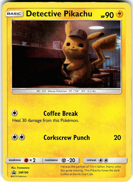 Detective Pikachu - SM190 Holo Promo Sun & Moon Promo Pokemon Moderately Played