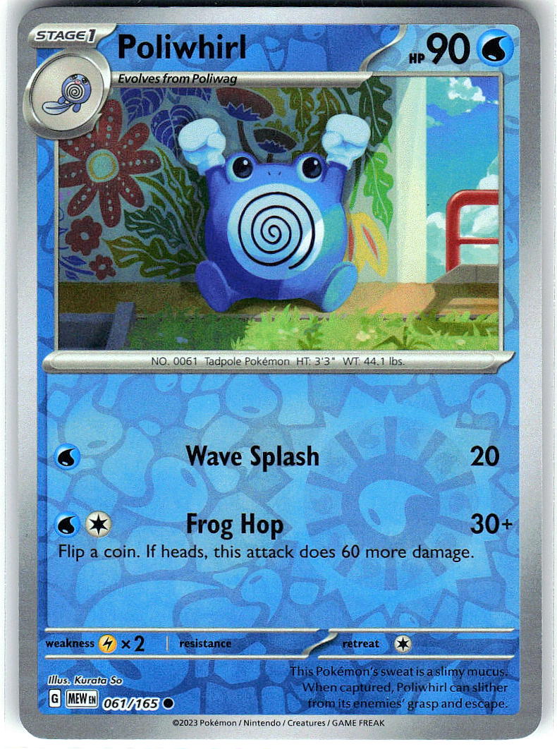 Poliwhirl 061/165 Common 151 Pokemon Reverse Holo Near Mint