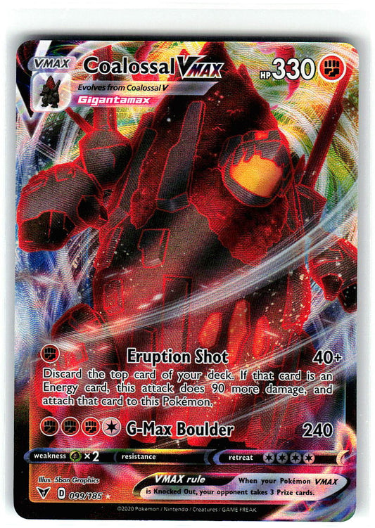 Coalossal VMAX 099/185 Holo Ultra Rare Vivid Voltage Pokemon Near Mint