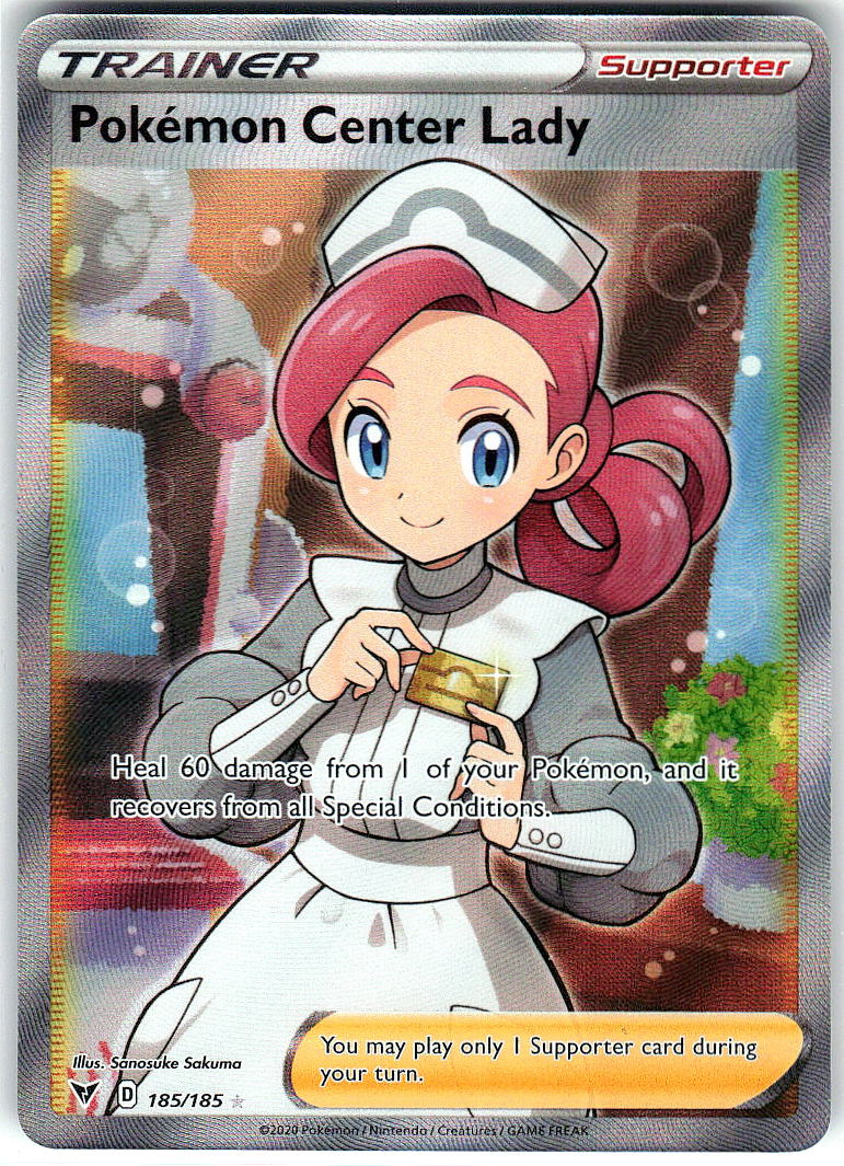 Pokemon Center Lady 185/185 Ultra Rare Vivid Voltage Pokemon Holo Near Mint