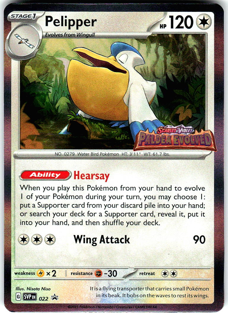 Pelipper (Prerelease) 022 Holo Promo Scarlet & Violet Promo Pokemon Near Mint