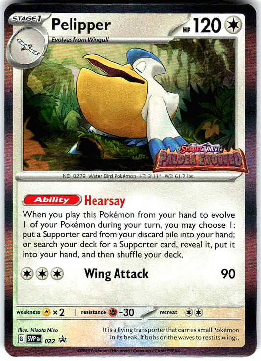 Pelipper (Prerelease) 022 Holo Promo Scarlet & Violet Promo Pokemon Near Mint