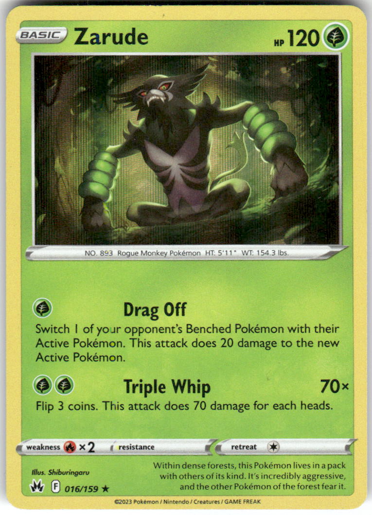Zarude 016/159 Holo Rare Crown Zenith Pokemon Near Mint