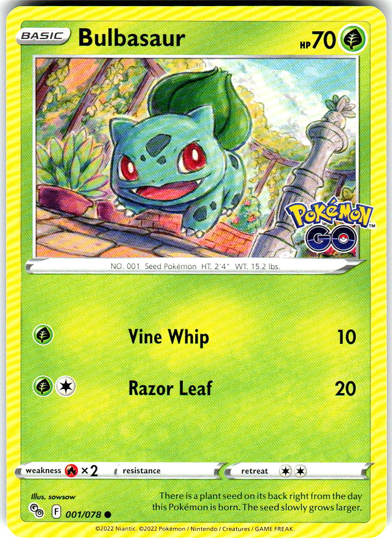 Bulbasaur 001/078 Common Pokemon GO Pokemon Lightly Played