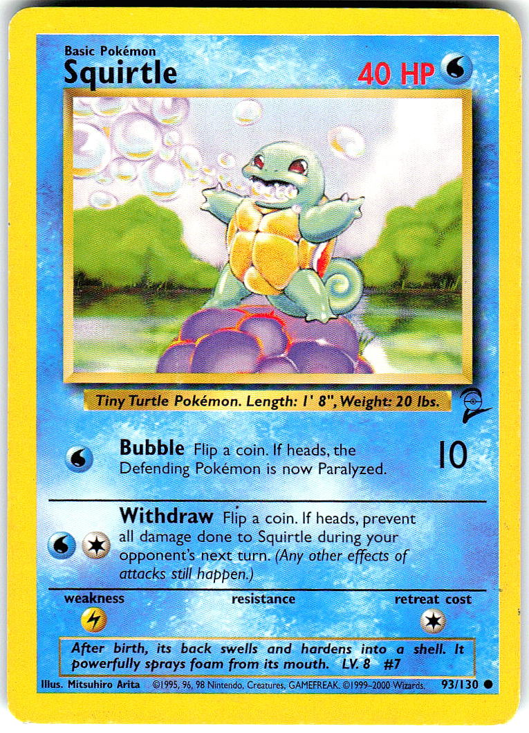 Squirtle 93/130 Common Base Set 2 Pokemon Heavily Played