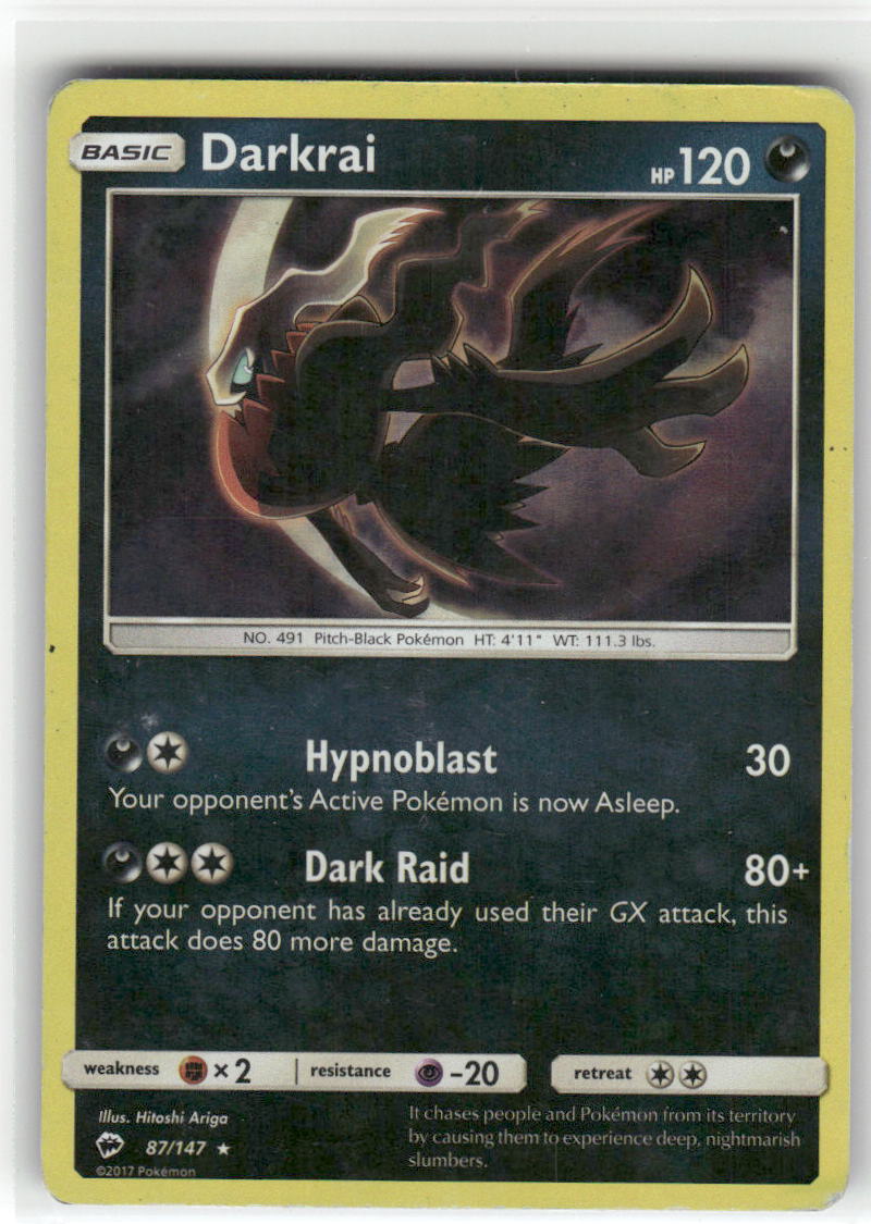 Darkrai 87/147 Holo Rare Burning Shadows Pokemon Moderately Played