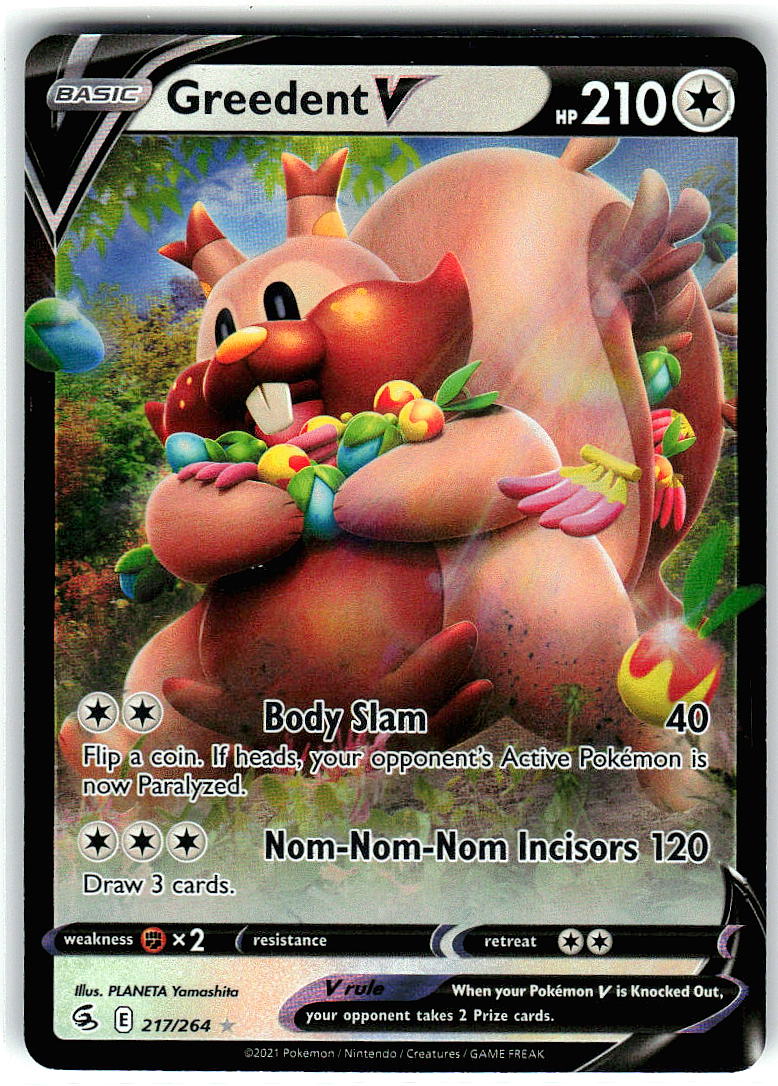 Greedent V 217/264 Holo Ultra Rare Fusion Strike Pokemon Near Mint
