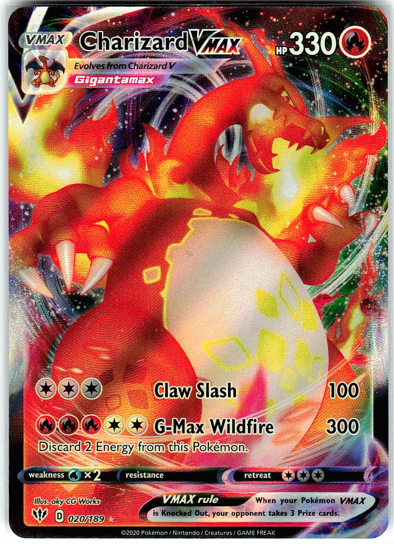 Charizard VMAX 020/189 Holo Ultra Rare Darkness Ablaze Pokemon Near Mint