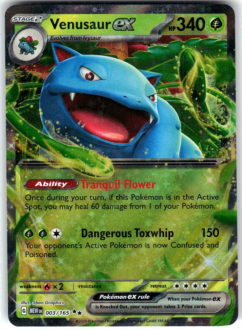 Venusaur ex 003/165 Double Rare 151 Pokemon Holo Near Mint