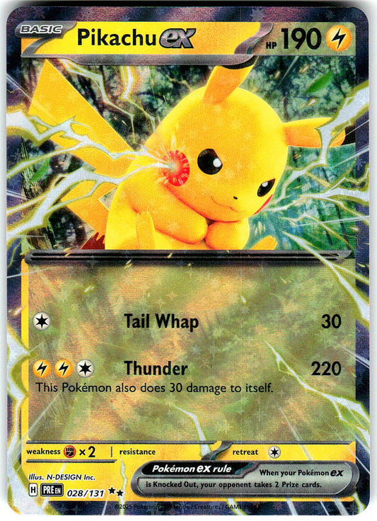 Pikachu ex 028/131 Double Rare Prismatic Evolutions Pokemon Holo Near Mint