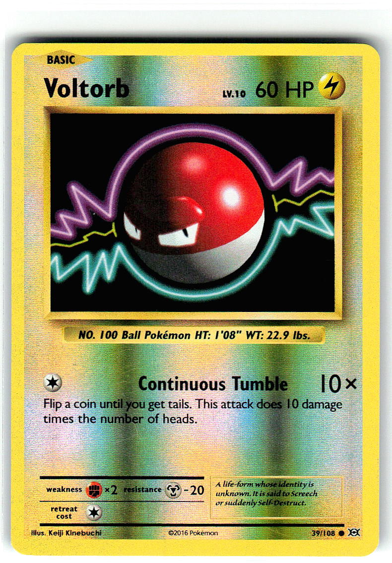 Voltorb 39/108 Common Evolutions Pokemon Reverse Holo Near Mint