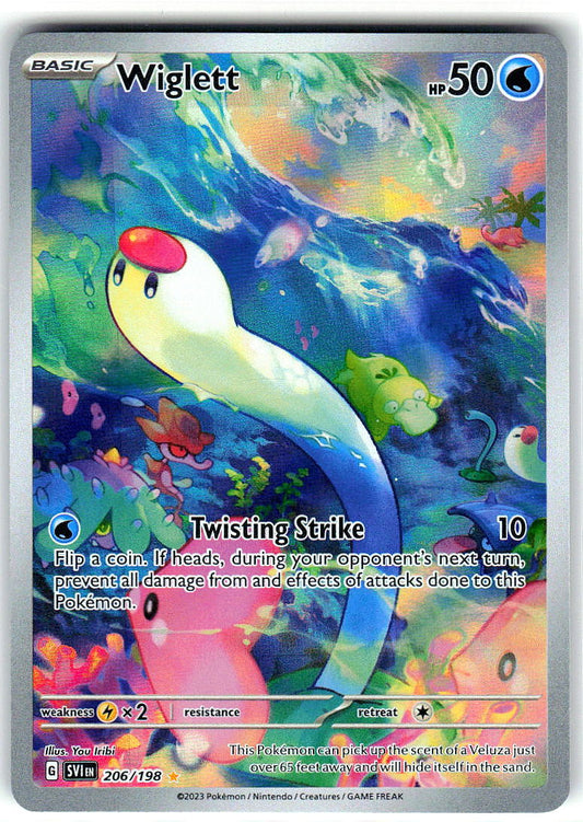 Wiglett 206/198 Illustration Rare Scarlet & Violet Pokemon Holo Near Mint