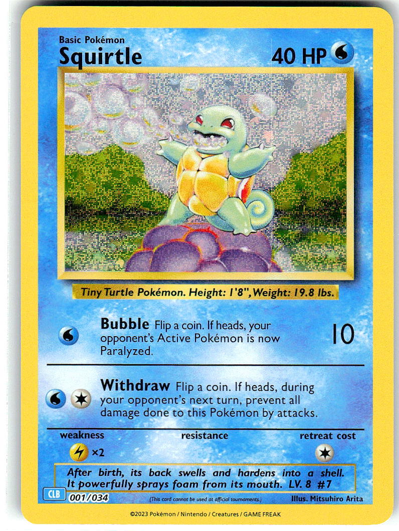 Squirtle 001/034 Holo Classic Collection Trading Card Game Classic Pokemon NM