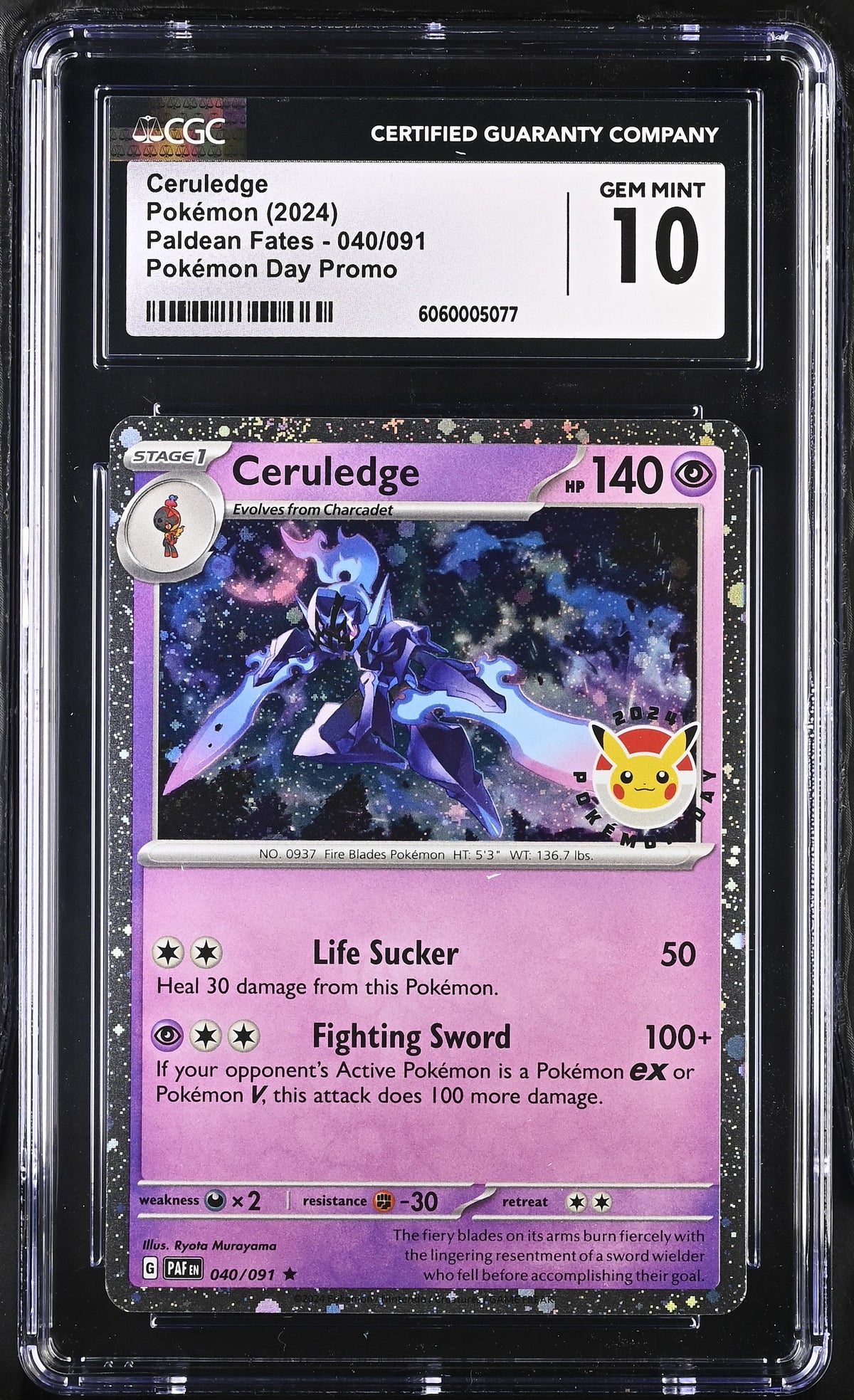 Ceruledge 040/091 Pokemon Day Promo Paldean Fates Pokemon CGC 10 Gem Mint