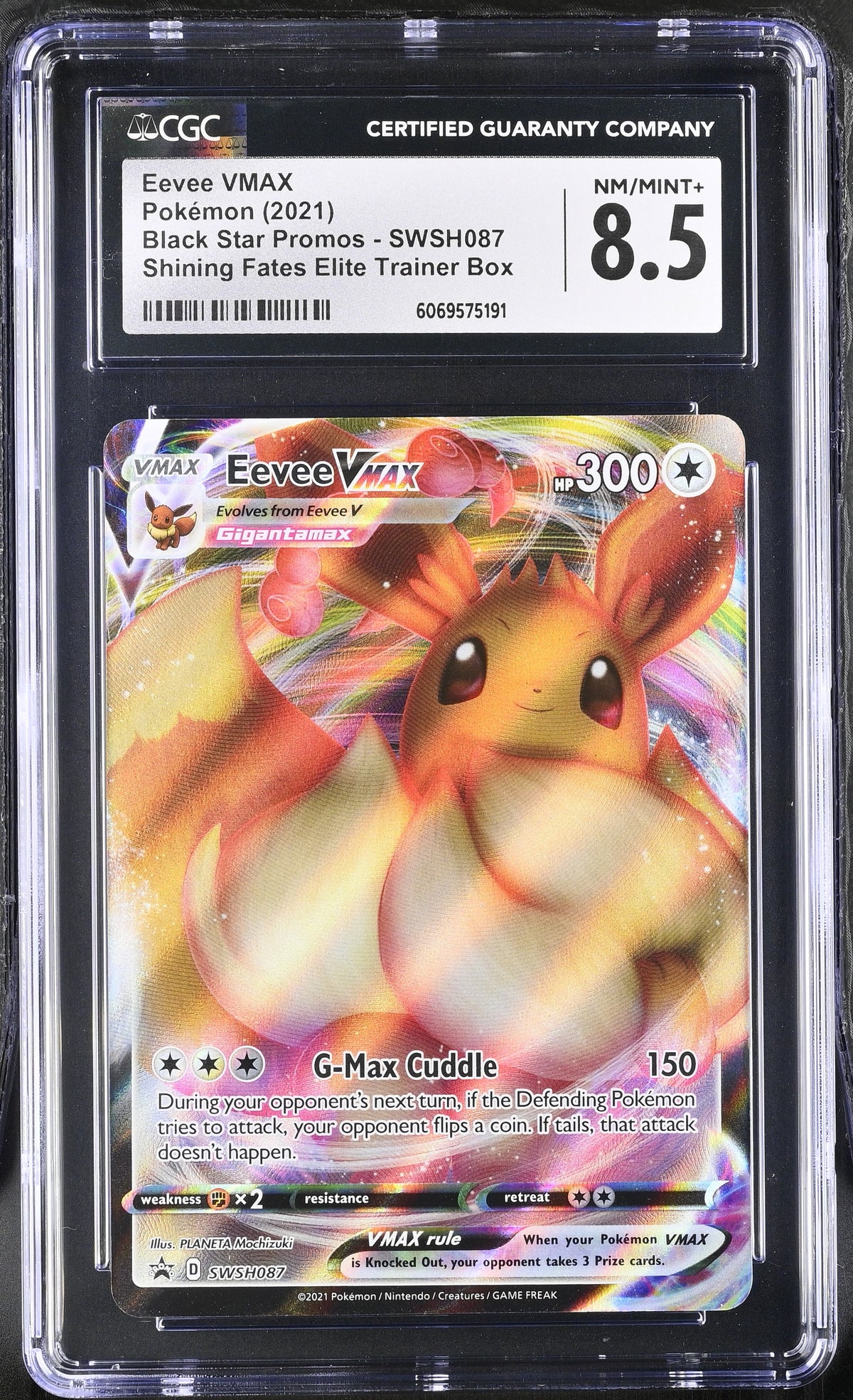 Eevee Vmax SWSH087 Shining Fates Elite Trainer Box Pokemon CGC 8.5 Nm/Mint+