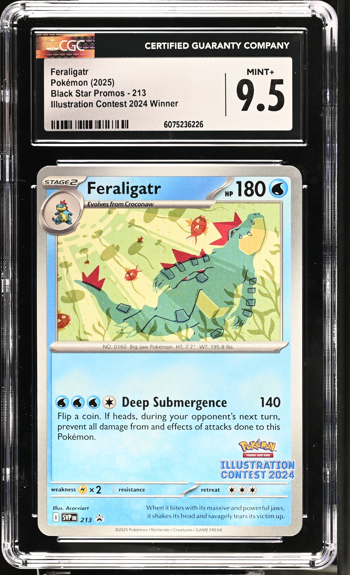 Feraligatr 213 Illustration Contest 2024 Winner Pokemon CGC 9.5 Mint+