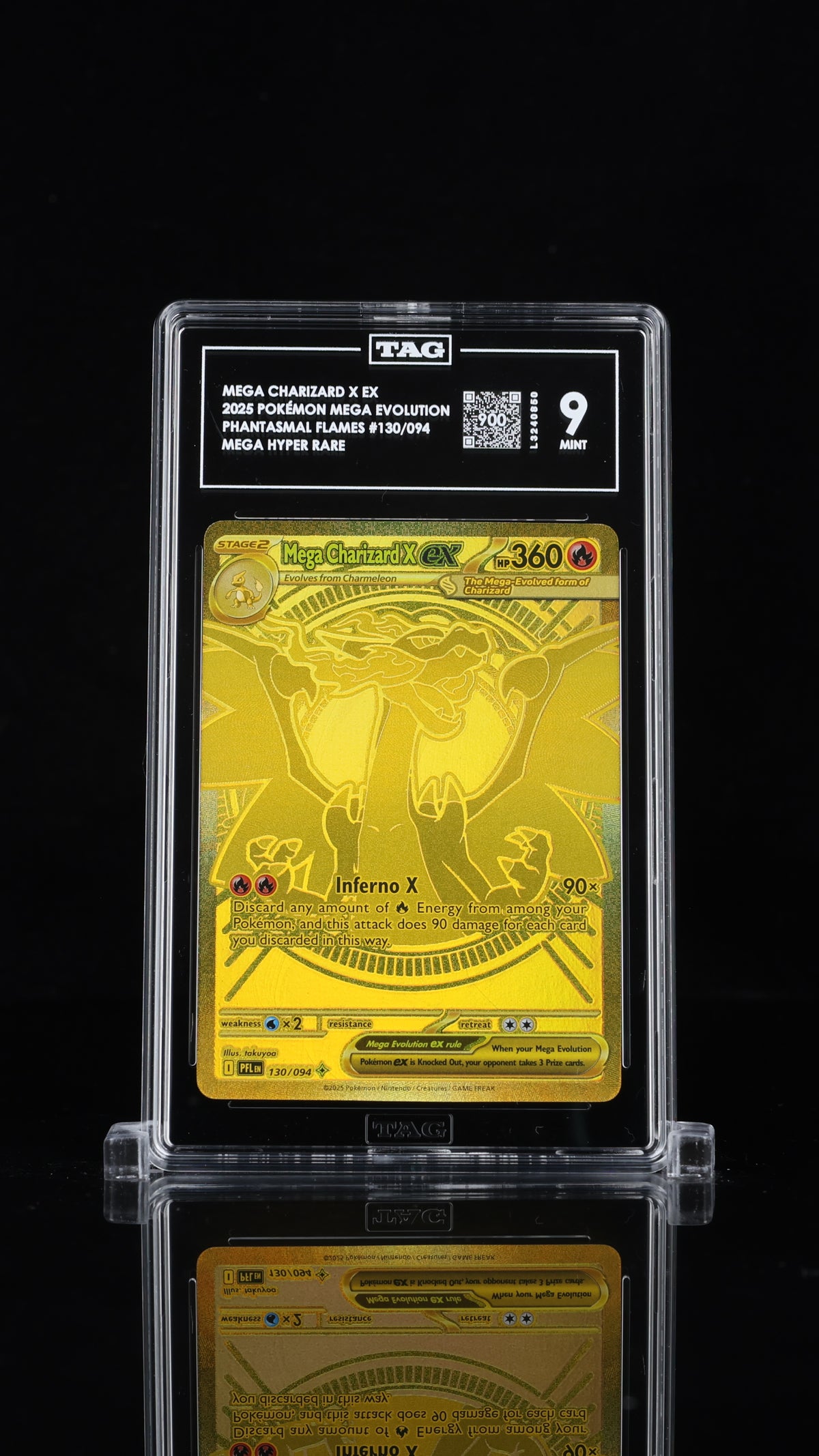 Mega Charizard X EX 130/094 Hyper Rare Phantasmal Flames Pokemon TAG 9 Mint
