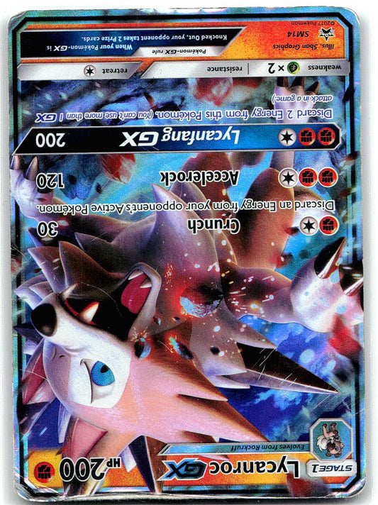 Lycanroc GX - SM14 Holo Promo Sun & Moon Promo Pokemon Damaged