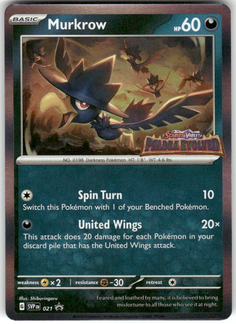 Murkrow (Prerelease) 021 Holo Promo Scarlet & Violet Promo Pokemon Near Mint