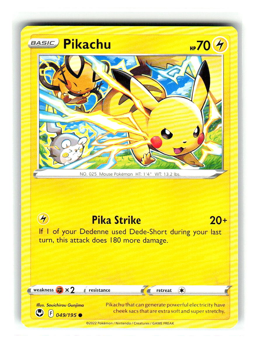 Pikachu 049/195 Common Silver Tempest Pokemon Near Mint