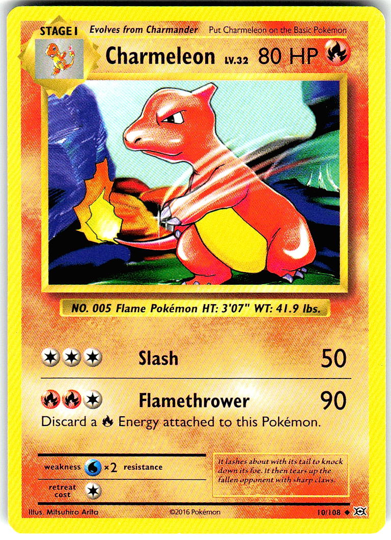 Charmeleon 10/108 Uncommon Evolutions Pokemon Moderately Played