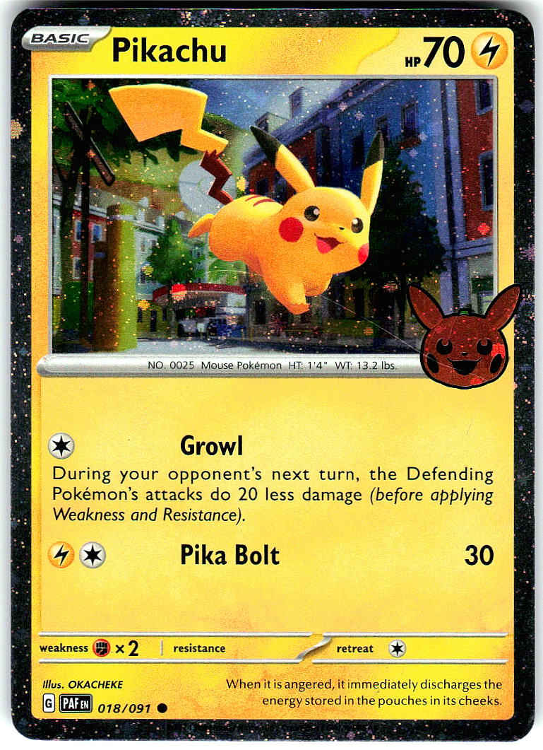 Pikachu 018/091 Holo Rare Trick or Trade BOOster 2024 Pokemon Near Mint