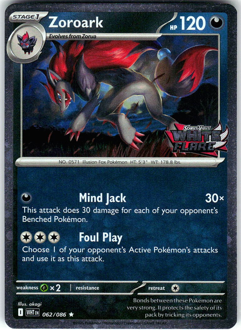 Zoroark (White Flare Stamped) 062/086 Cosmos Holo NM