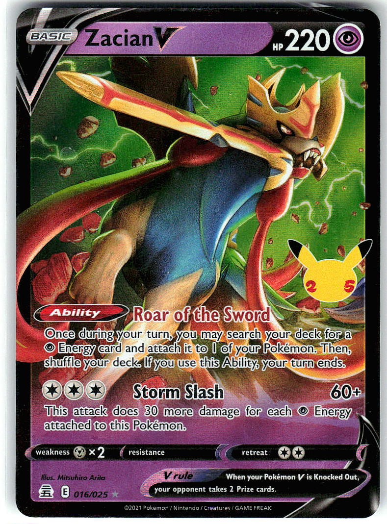 Zacian V 016/025 Holo Ultra Rare Celebrations Pokemon Near Mint