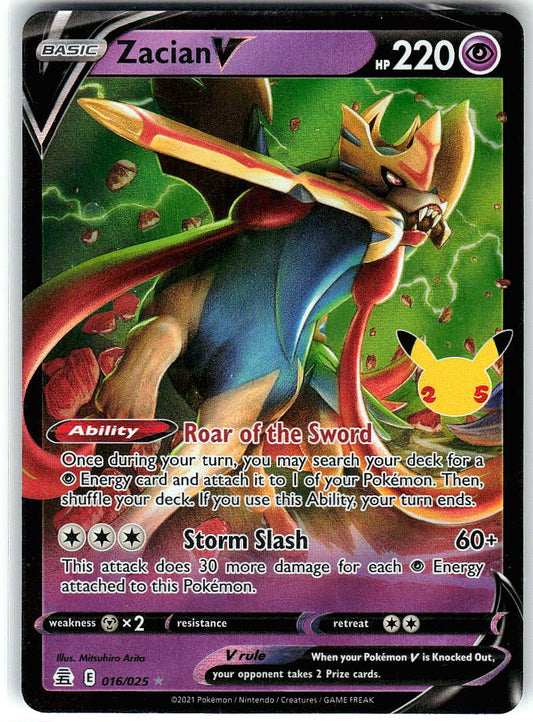 Zacian V 016/025 Holo Ultra Rare Celebrations Pokemon Near Mint