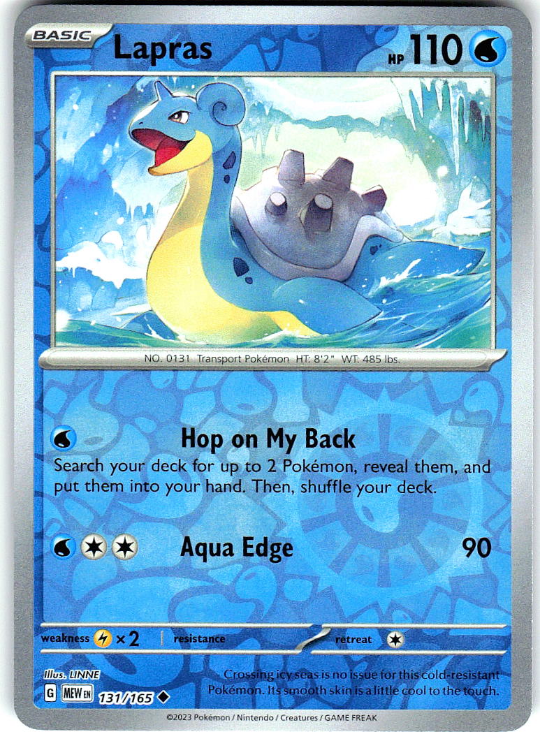 Lapras 131/165 Uncommon 151 Pokemon Reverse Holo Near Mint