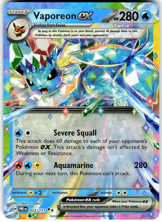 Vaporeon ex 023/131 Holo Double Rare Prismatic Evolutions Pokemon Near Mint