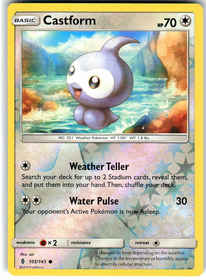 Castform 105/145 Common Guardians Rising Pokemon Reverse Holo Lightly Played