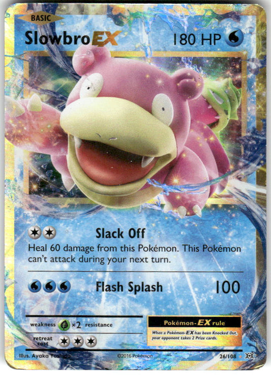 Slowbro EX 26/108 Holo Ultra Rare Evolutions Pokemon Damaged