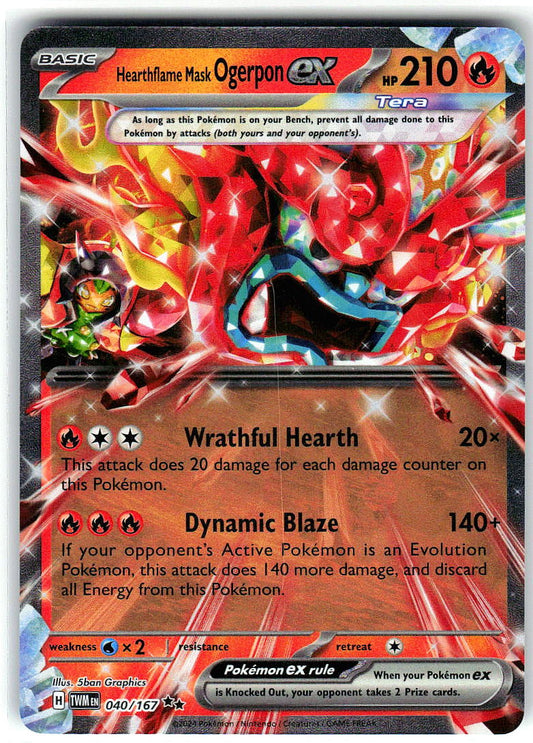 Hearthflame Mask Ogerpon ex (Twilight Masquerade Stamp) 040/167 Holo Pokemon NM