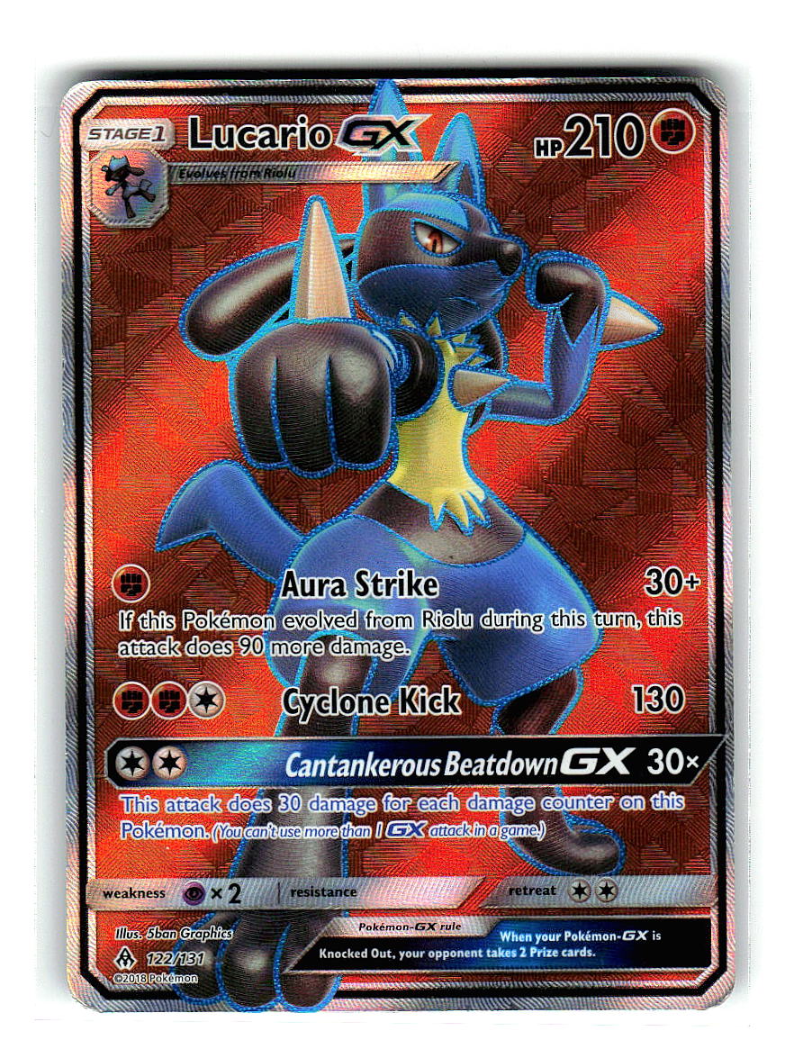Lucario GX 122/131 Ultra Rare Forbidden Light Pokemon Holo Heavily Played