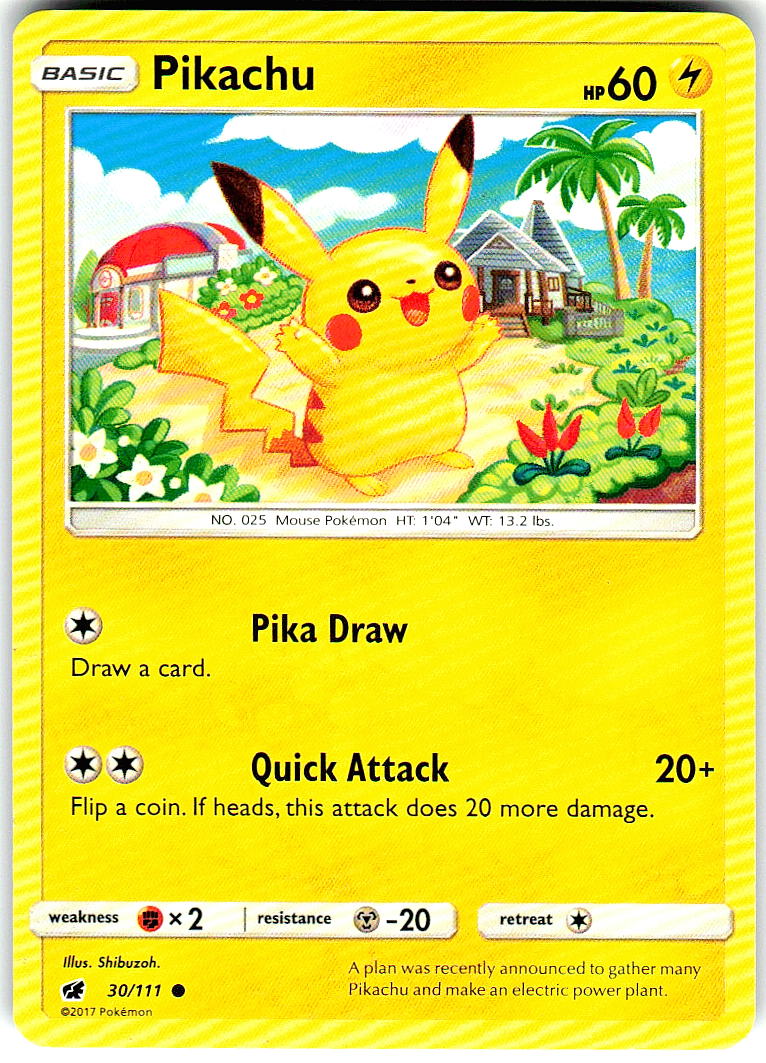 Pikachu 30/111 Common Crimson Invasion Pokemon Moderately Played