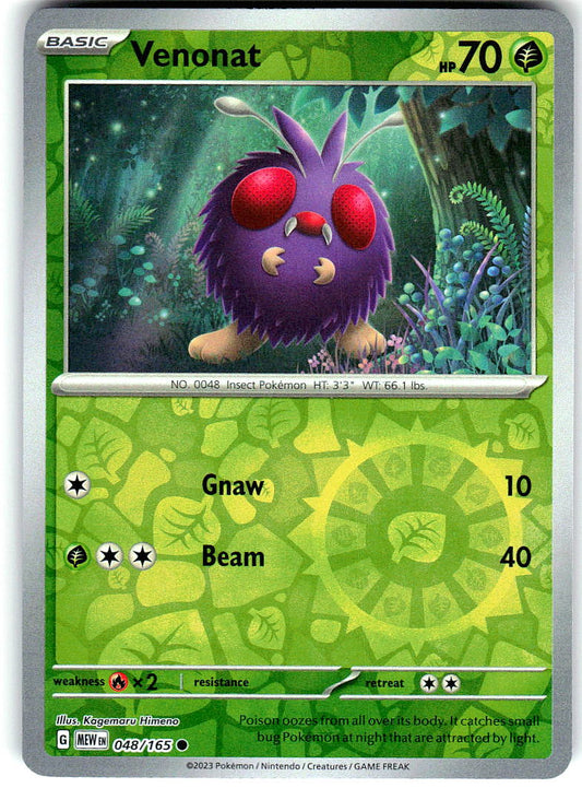 Venonat 048/165 Common 151 Pokemon Reverse Holo Near Mint