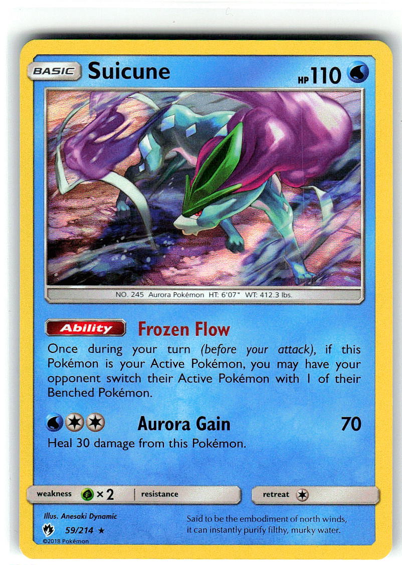 Suicune 59/214 Holo Rare Lost Thunder Pokemon Lightly Played