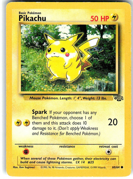 Pikachu 60/64 Common Jungle Pokemon Unlimited Heavily Played