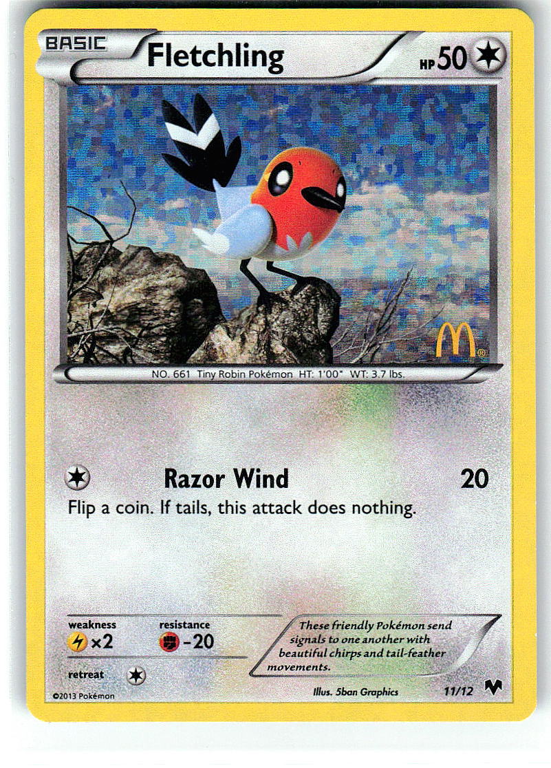 Fletchling 011/012 Holo Promo McDonald's Promos 2014 Pokemon Lightly Played