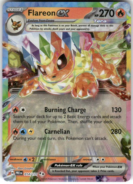 Flareon ex 014/131 Holo Double Rare Prismatic Evolutions Pokemon Near Mint