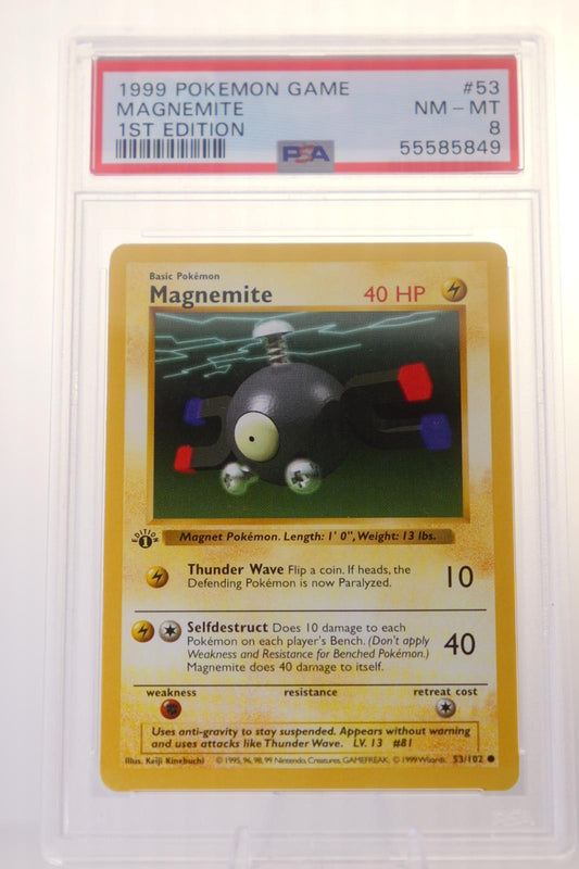 Magnemite 53/102 1st Edition Game Pokemon PSA 8 Nm-Mt