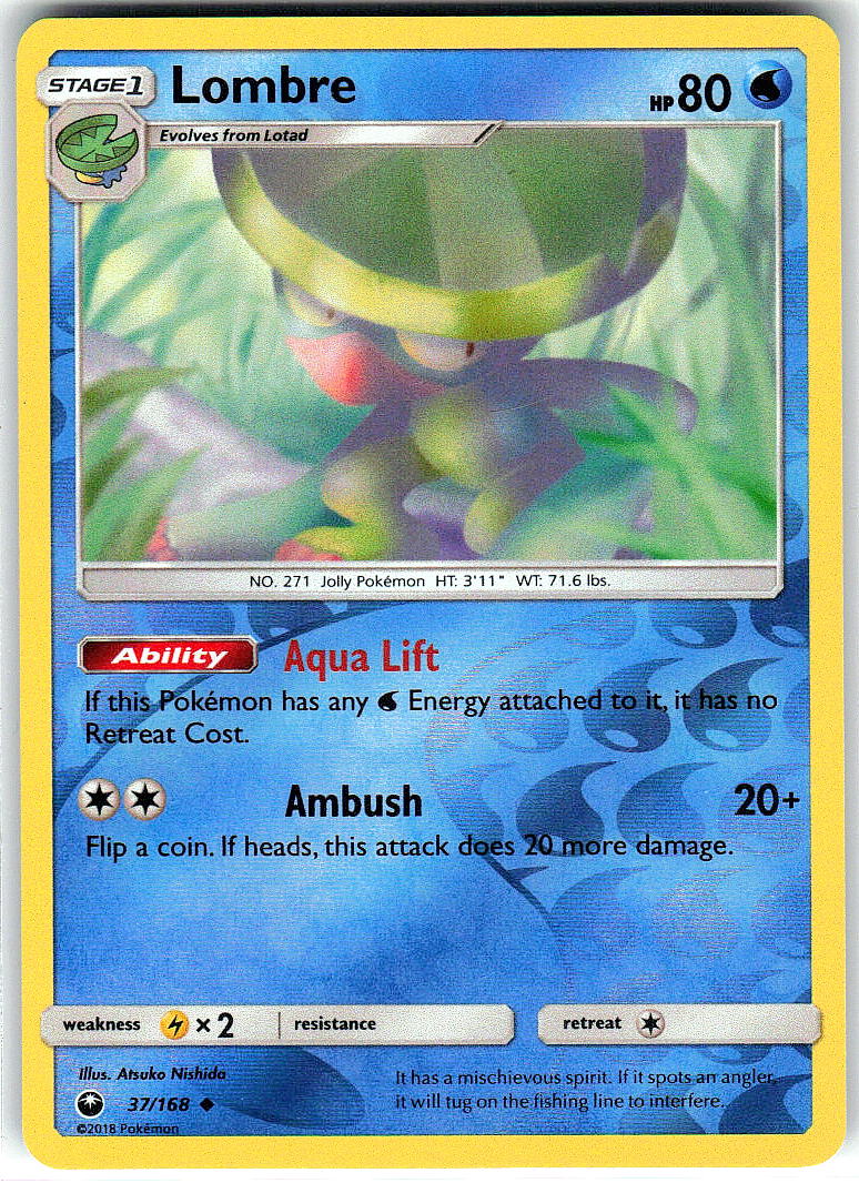 Lombre 37/168 Uncommon Celestial Storm Pokemon Reverse Holo Near Mint